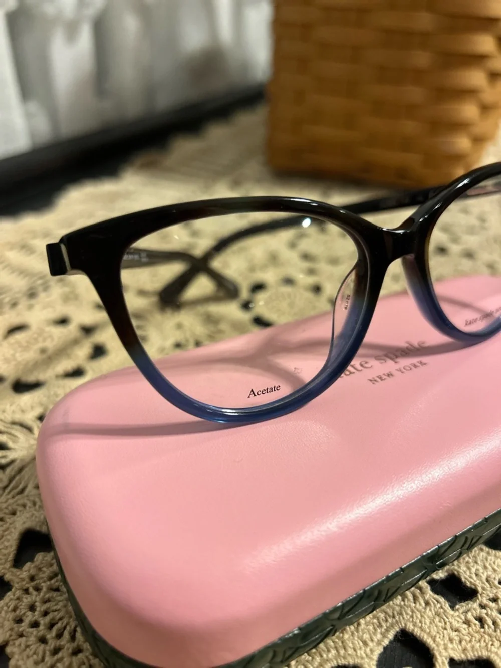 Kate Spade Jalinda black-to-blue gradient cat-eye prescription eyeglasses. - Picture 4 of 10